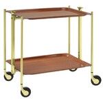 Table roulante pliante, desserte de cuisine 2 etages montants dores plateaux str