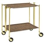 Table roulante pliante, desserte de cuisine 2 etages montants dores plateaux str