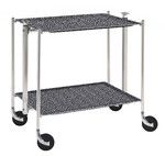 Table roulante pliante, desserte de cuisine 2 etages montants chromes plateaux s