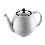 Theiere SHIN CHA en  porcelaine blance 0.5 l a piston/filtre inox