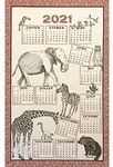 Torchon calendrier 2021 Safari (82% coton et 18% lin)