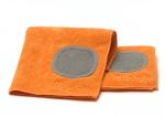 Torchon uni 30  cm x30  cm avec grattoir integre - microfibre orange