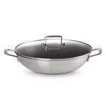 Wok 30 cm Inox Classique Antiadherent avec poignee et couvercle