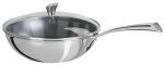 Wok Cristel 28 cm inox Multiply revetement Ceram'In avec Couvercle bombe en verr