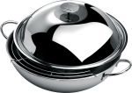 Wok 34 cm avec Couvercle et demi-Grille Inox