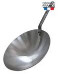 Wok en tole blanche queue fonte o 35,5 cm