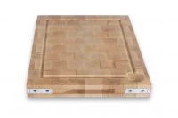 Billot a poser en bois de bout de charme equerres inox 40 x 50 cm