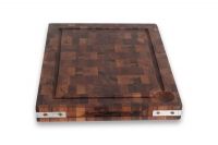 Billot a poser en bois de bout de noyer equerres inox 40 x 50 cm