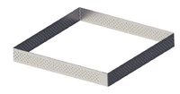 Cercle a tarte carre perfore en inox H. 2 cm - L. 20 cm