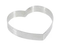 Cercle a tarte "coeur" perfore en inox H. 2 cm - O 12 cm