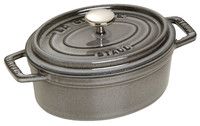 Cocotte en fonte ovale gris graphite 33 cm avec couvercle a bouton laiton