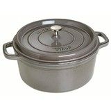 Cocotte en fonte ronde gris graphite 20 cm avec couvercle a bouton laiton