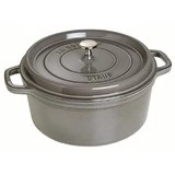 Cocotte en fonte ronde gris graphite 20 cm avec couvercle a bouton laiton