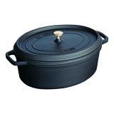 Cocotte en fonte ovale noire 17 cm avec couvercle a bouton laiton