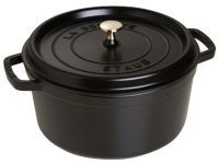 Cocotte en fonte ronde noire 18 cm avec couvercle a bouton laiton