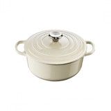 Cocotte Signature en fonte emaillee ronde 24 cm creme