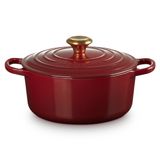 Cocotte ronde 24 cm Rouge Garnet bouton dore