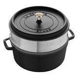 Cocotte ronde avec panier vapeur 24 cm Noir mat
