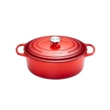 Cocotte Signature en fonte emaillee ovale 27 cm Cerise