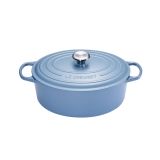 Cocotte Signature en fonte emaillee ovale 29 cm bleu Mineral