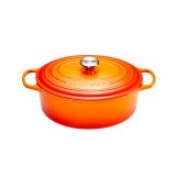 Cocotte Signature en fonte emaillee ovale 29 cm orange Volcanique