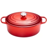 Cocotte Signature en fonte emaillee ovale 40 cm Cerise