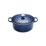 Cocotte Signature en fonte emaillee ronde 20 cm bleu Encre