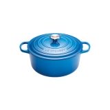 Cocotte Signature en fonte emaillee ronde 20 cm bleu Marseille