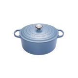 Cocotte Signature en fonte emaillee ronde 20 cm bleu Mineral