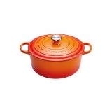 Cocotte Signature en fonte emaillee ronde 20 cm orange Volcanique