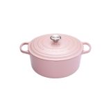 Cocotte Signature en fonte emaillee ronde 20 cm rose Chiffon Pink