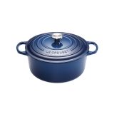 Cocotte Signature en fonte emaillee ronde 24 cm bleu Encre