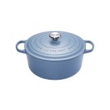 Cocotte Signature en fonte emaillee ronde 24 cm bleu Mineral