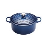 Cocotte Signature en fonte emaillee ronde 26 cm bleu Encre