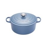 Cocotte Signature en fonte emaillee ronde 26 cm bleu Mineral