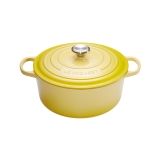 Cocotte Signature en fonte emaillee ronde 26 cm jaune Soleil