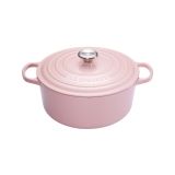 Cocotte Signature en fonte emaillee ronde 26 cm rose Chiffon Pink