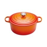 Cocotte Signature en fonte emaillee ronde 28 cm orange Volcanique
