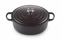 Cocotte Signature en fonte emaillee Ronde Basse 30 cm Noir Mat