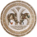 Coffret de 4 assiettes a canapes en faience Chevaux du vent