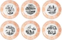 Coffret de 6 assiettes dessert assorties Rebus orange