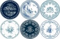 Coffret de 6 Assiettes Mignardises LES DEPAREILLEES BLEU