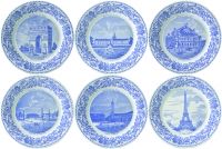 Coffret de 6 assiettes a mignardises en faience Monuments de Paris