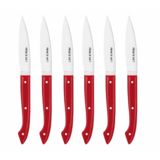 Coffret de 6 couteaux a steak Capucin manche rouge