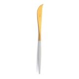 Couteau a fromage Goa en acier inoxydable brosse Gold & manche blanc