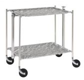 Desserte roulante et pliante 2 etages montants chromes plateaux acryliques gris