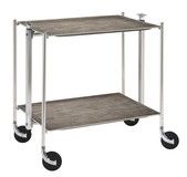 Desserte roulante et pliante 2 etages montants chromes plateaux stratifies tweed