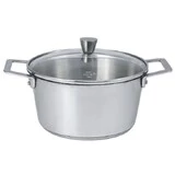 Faitout 24 cm avec couv. Verre bombe Cristel 1826