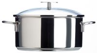 Faitout 26 cm inox Mutine avec deux anses fixes & couvercle en verre