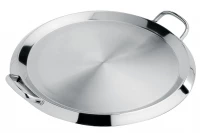 Grill Plancha rond a poignees Inox 34 cm